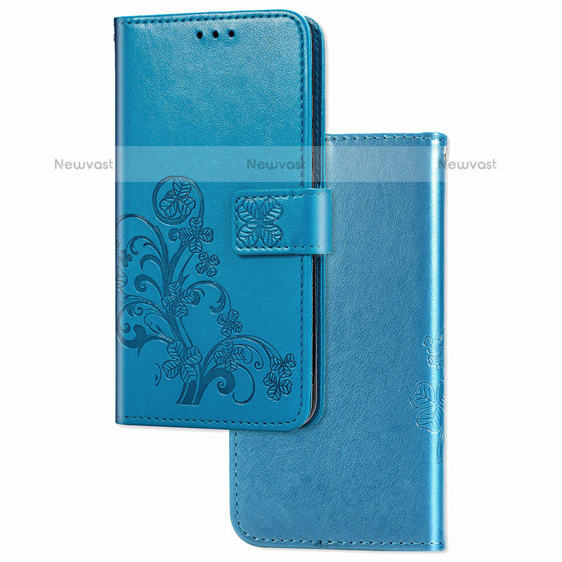 Leather Case Stands Flip Flowers Cover Holder for Samsung Galaxy M30s Blue