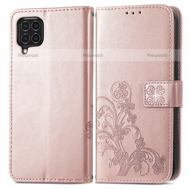 Leather Case Stands Flip Flowers Cover Holder for Samsung Galaxy M62 4G