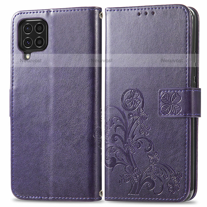Leather Case Stands Flip Flowers Cover Holder for Samsung Galaxy M62 4G