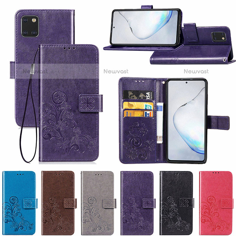 Leather Case Stands Flip Flowers Cover Holder for Samsung Galaxy Note 10 Lite