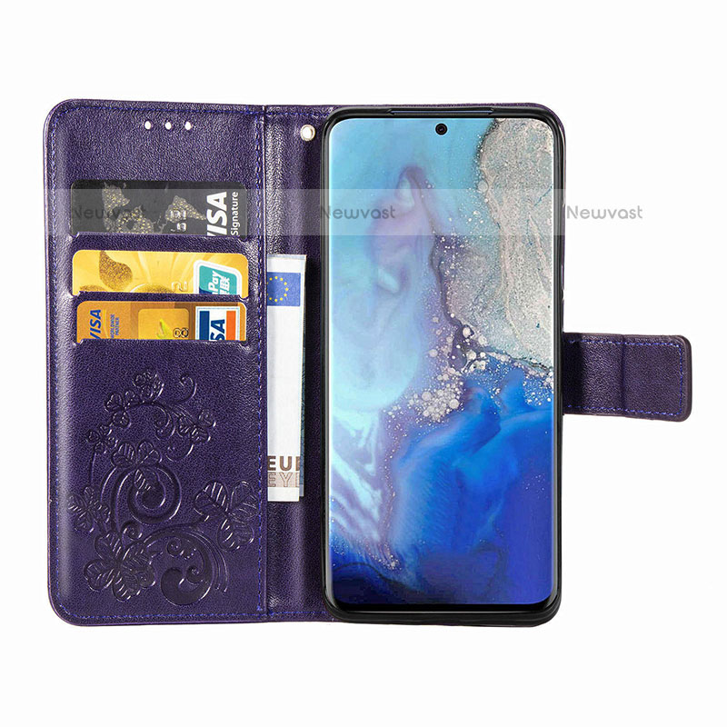 Leather Case Stands Flip Flowers Cover Holder for Samsung Galaxy S20