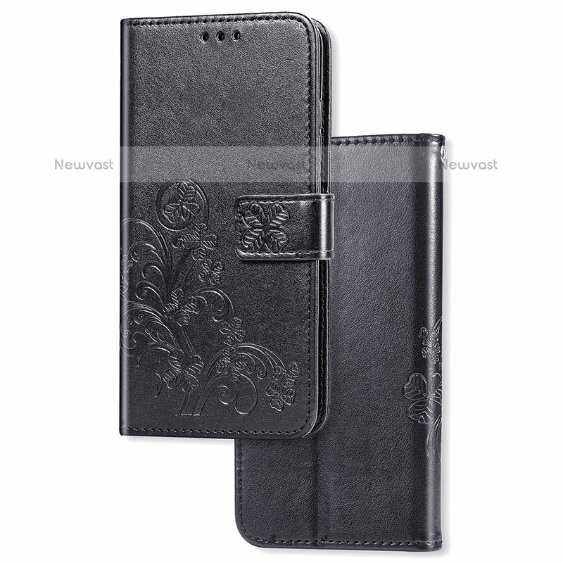 Leather Case Stands Flip Flowers Cover Holder for Samsung Galaxy S20 5G Black