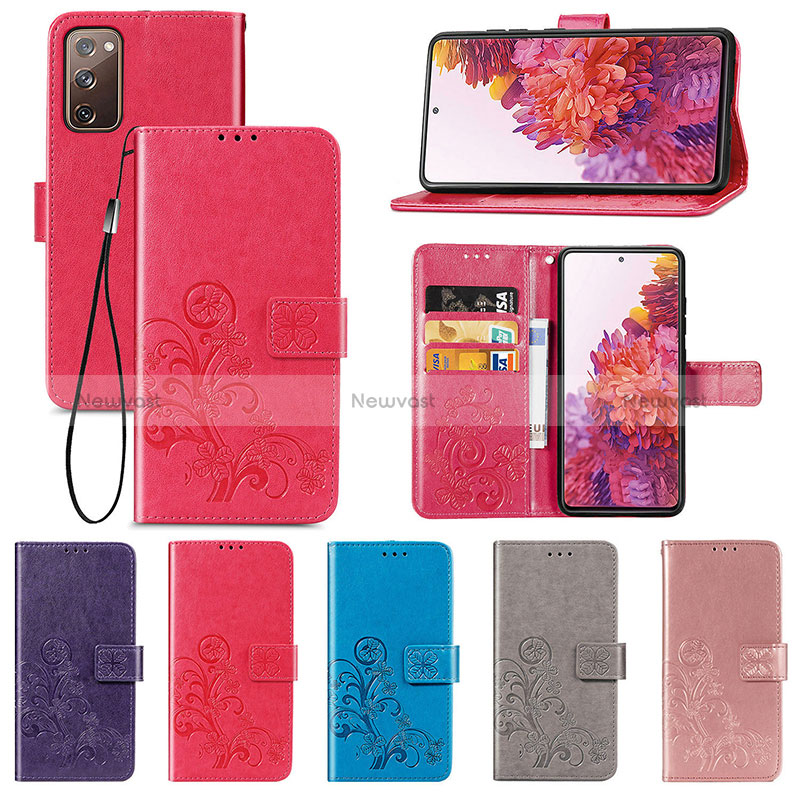 Leather Case Stands Flip Flowers Cover Holder for Samsung Galaxy S20 FE (2022) 5G