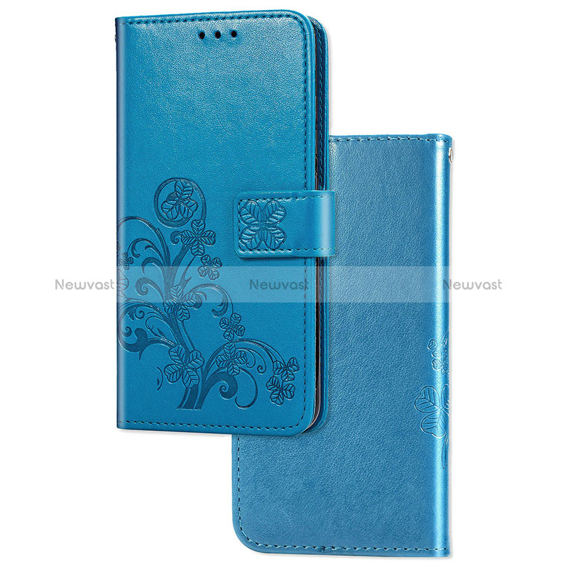 Leather Case Stands Flip Flowers Cover Holder for Samsung Galaxy S20 FE (2022) 5G Blue