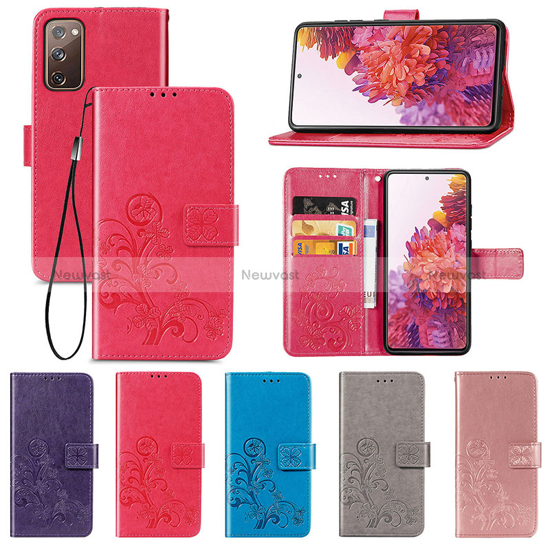 Leather Case Stands Flip Flowers Cover Holder for Samsung Galaxy S20 FE 5G