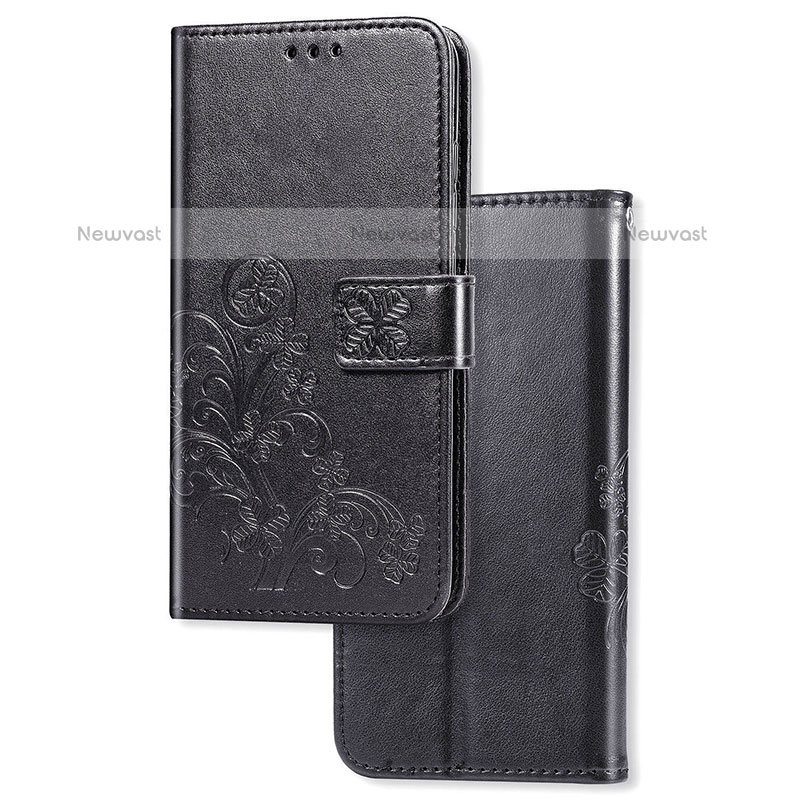 Leather Case Stands Flip Flowers Cover Holder for Samsung Galaxy S20 Plus 5G Black