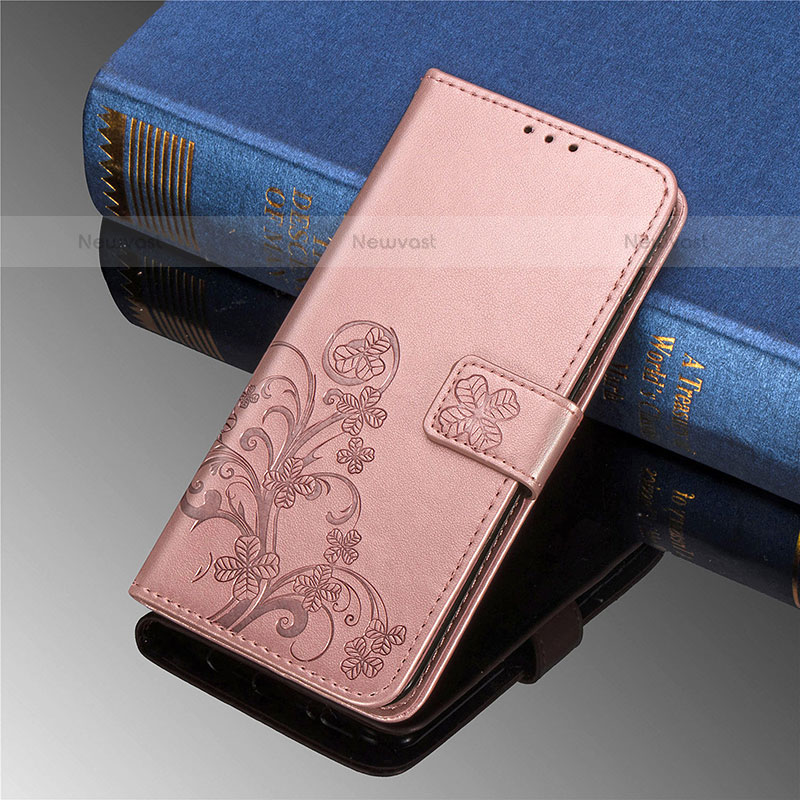Leather Case Stands Flip Flowers Cover Holder for Samsung Galaxy S21 5G Pink