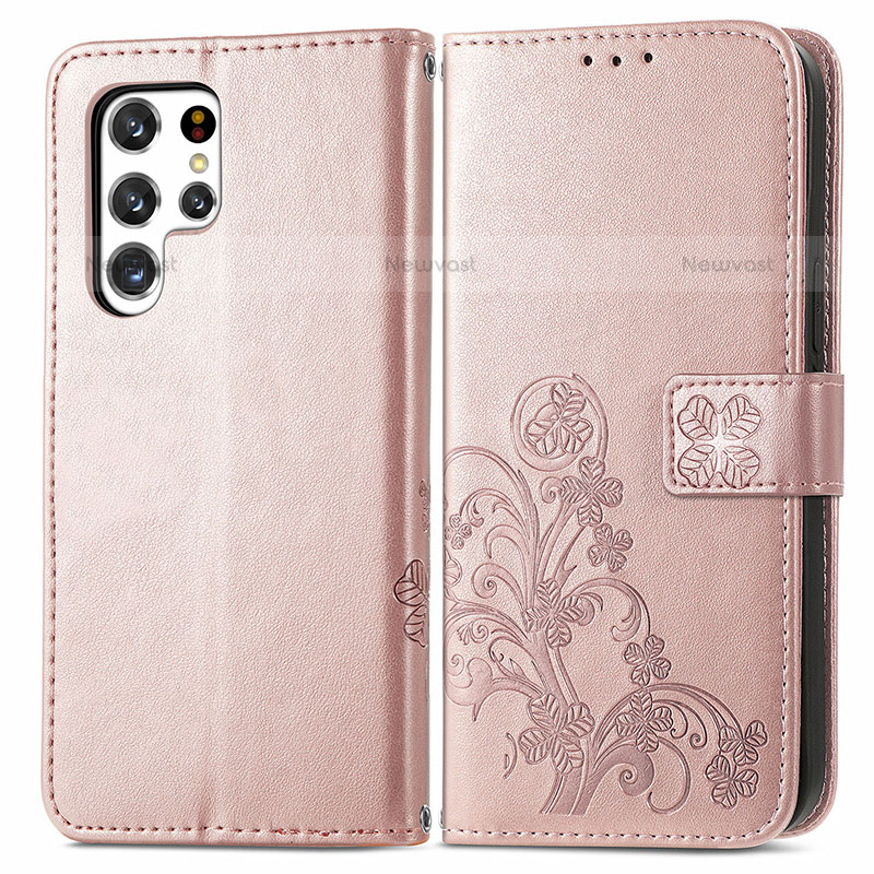 Leather Case Stands Flip Flowers Cover Holder for Samsung Galaxy S21 Ultra 5G