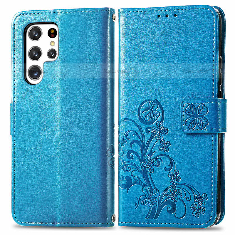 Leather Case Stands Flip Flowers Cover Holder for Samsung Galaxy S21 Ultra 5G