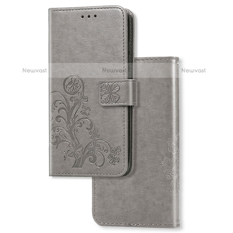 Leather Case Stands Flip Flowers Cover Holder for Samsung Galaxy XCover Pro Gray