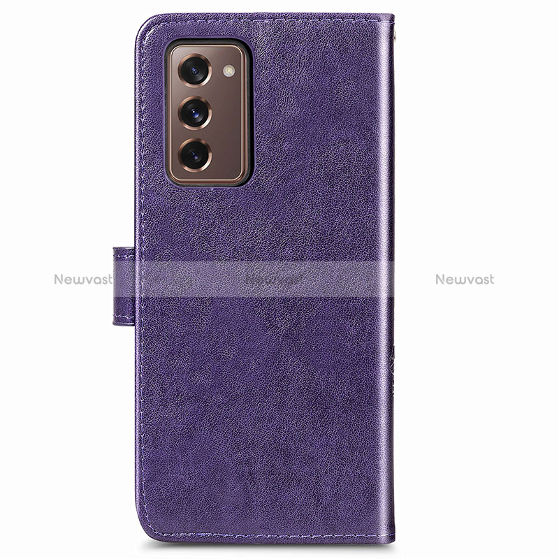 Leather Case Stands Flip Flowers Cover Holder for Samsung Galaxy Z Fold2 5G