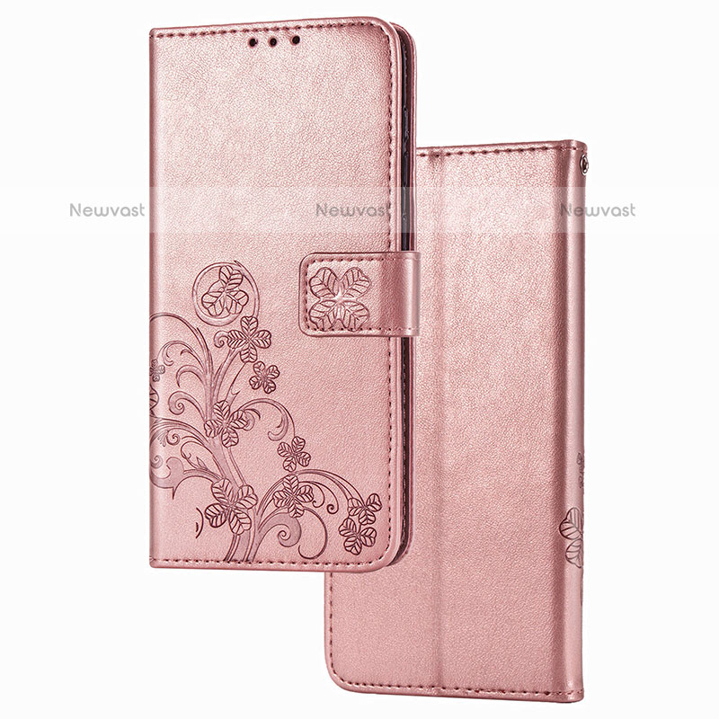 Leather Case Stands Flip Flowers Cover Holder for Samsung Galaxy Z Fold3 5G Pink