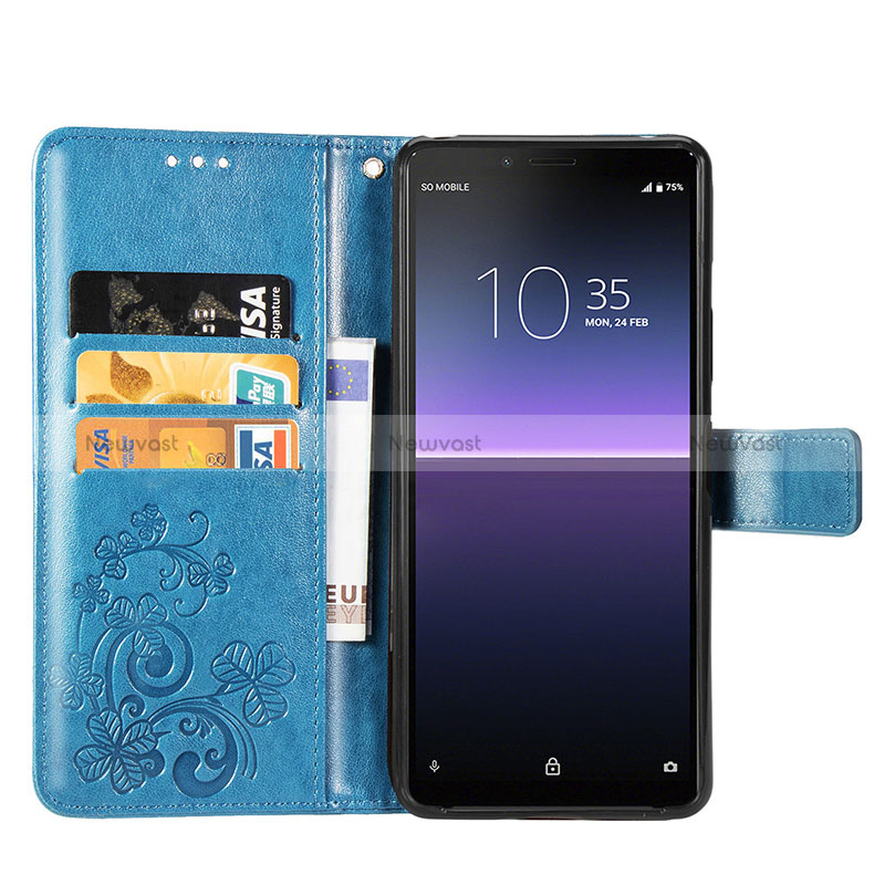 Leather Case Stands Flip Flowers Cover Holder for Sony Xperia 10 II