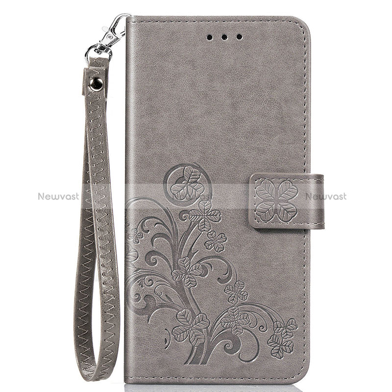 Leather Case Stands Flip Flowers Cover Holder for Sony Xperia 8 Gray