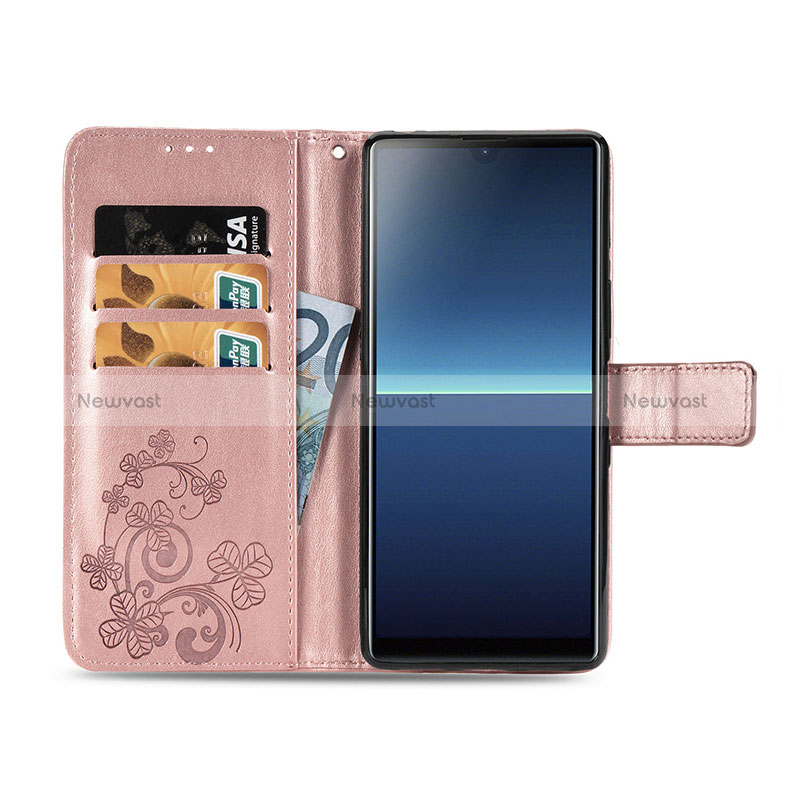 Leather Case Stands Flip Flowers Cover Holder for Sony Xperia L4