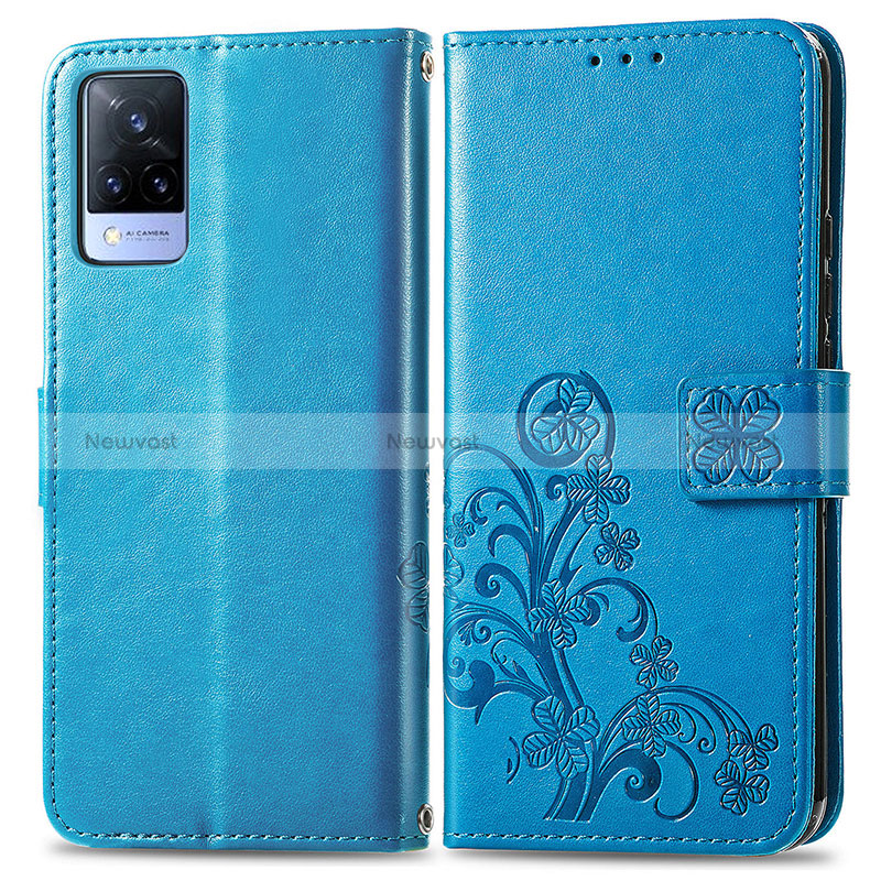Leather Case Stands Flip Flowers Cover Holder for Vivo V21s 5G