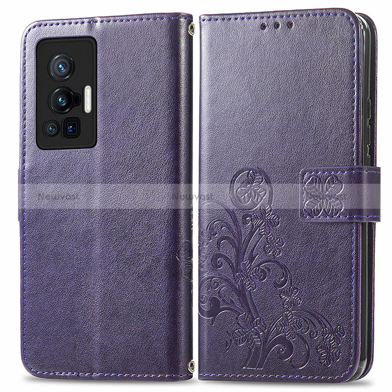Leather Case Stands Flip Flowers Cover Holder for Vivo X70 Pro 5G
