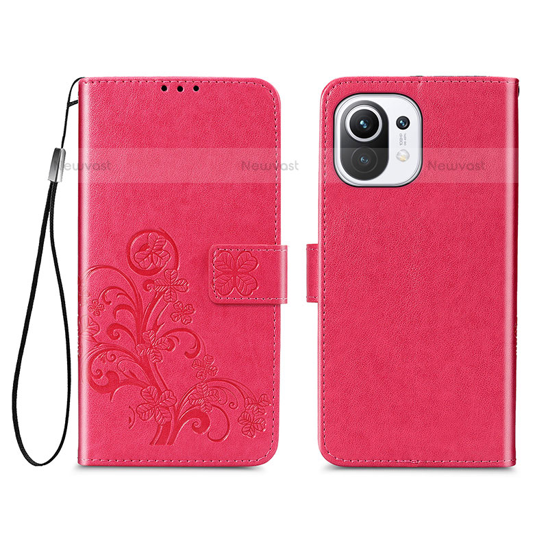 Leather Case Stands Flip Flowers Cover Holder for Xiaomi Mi 11 5G