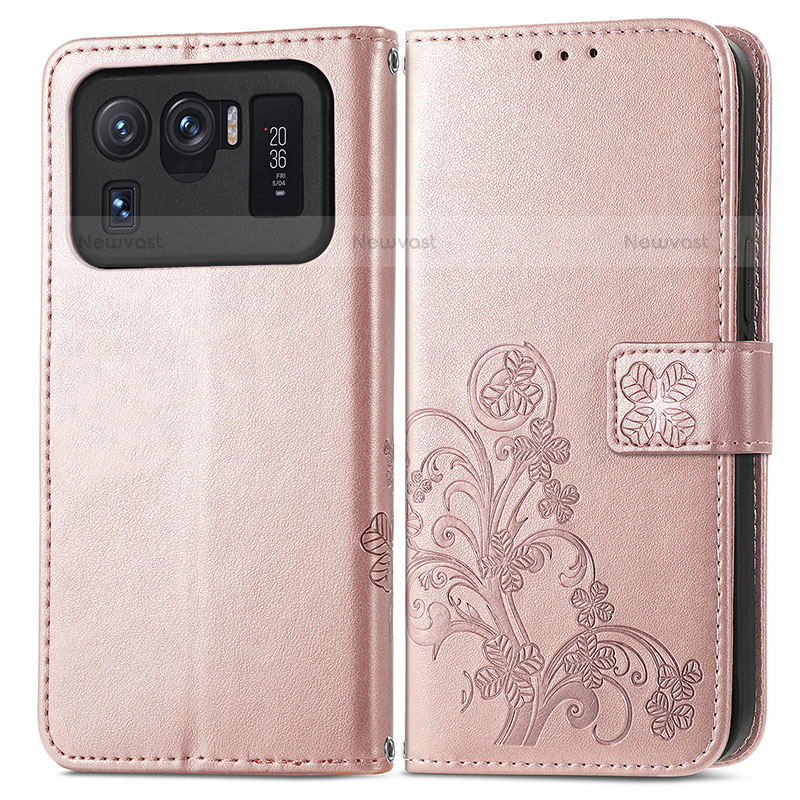Leather Case Stands Flip Flowers Cover Holder for Xiaomi Mi 11 Ultra 5G
