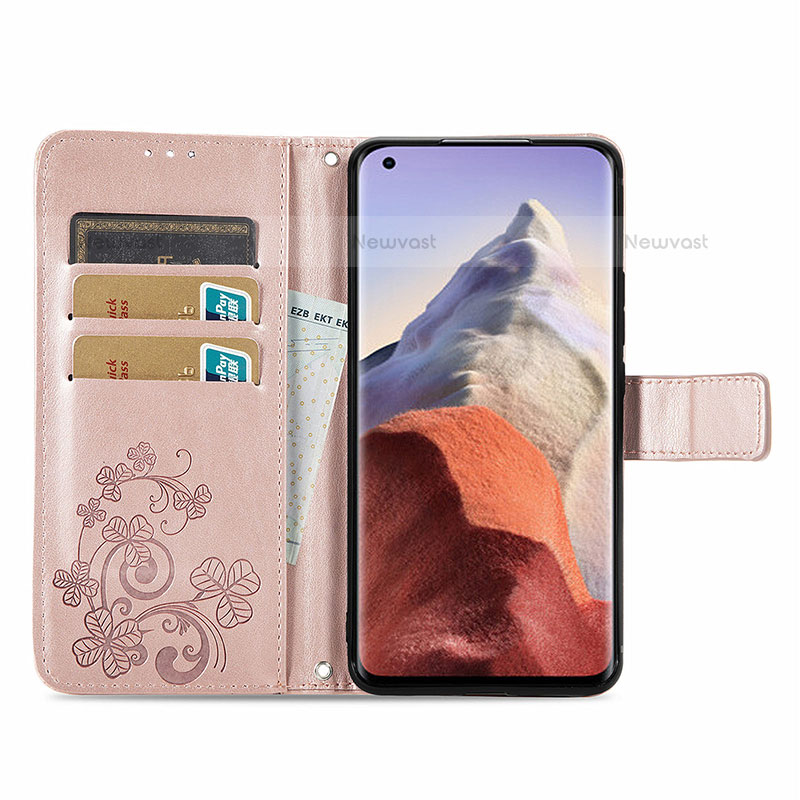 Leather Case Stands Flip Flowers Cover Holder for Xiaomi Mi 11 Ultra 5G