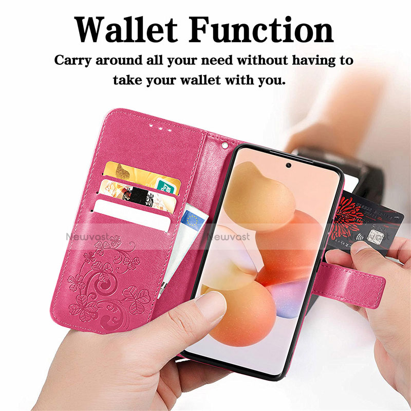 Leather Case Stands Flip Flowers Cover Holder for Xiaomi Mi 12 5G