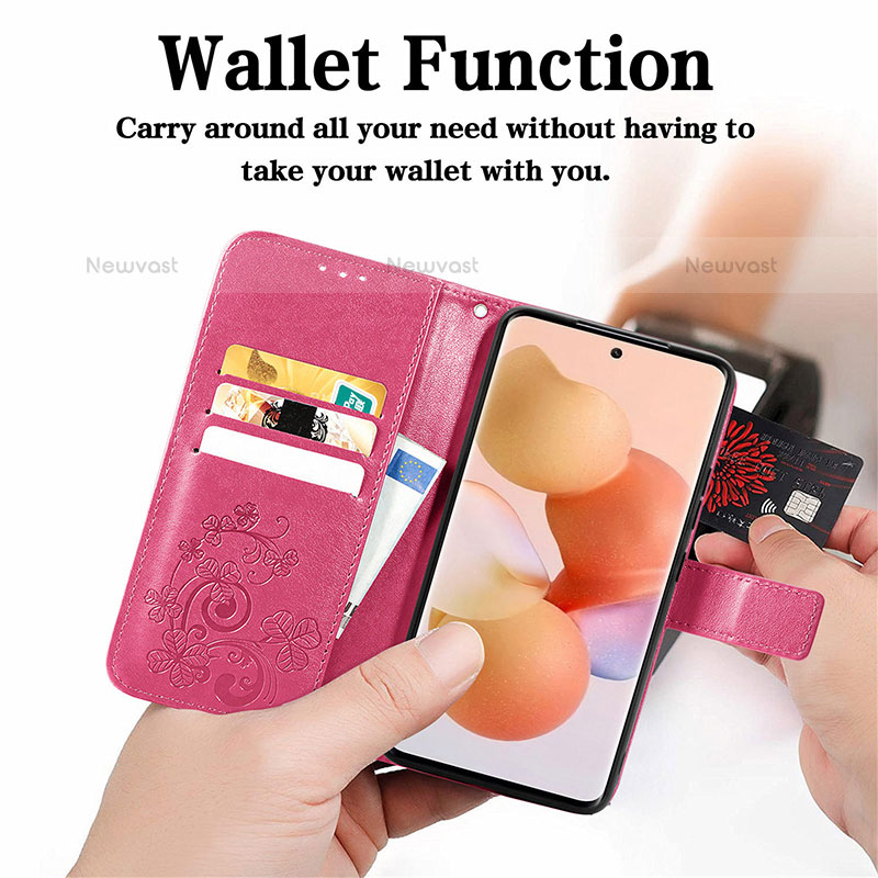 Leather Case Stands Flip Flowers Cover Holder for Xiaomi Mi 12X 5G