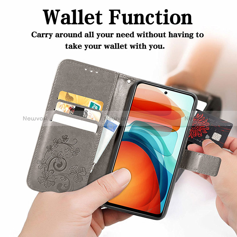 Leather Case Stands Flip Flowers Cover Holder for Xiaomi Poco X3 GT 5G