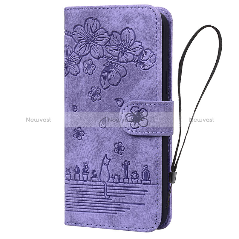 Leather Case Stands Flip Flowers Cover Holder HF1 for Huawei Honor 90 Lite 5G
