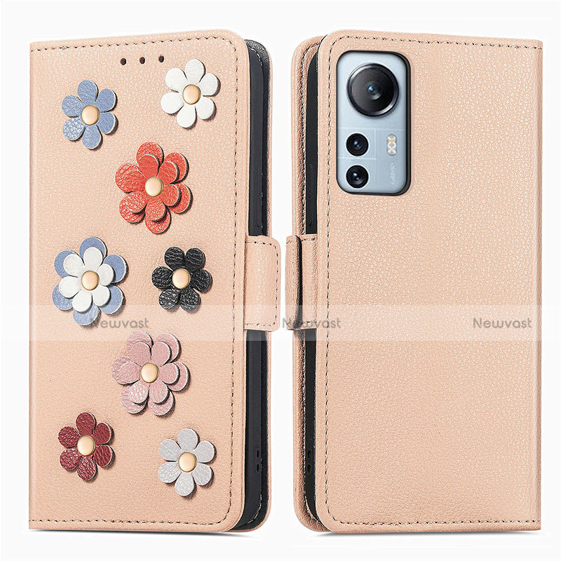 Leather Case Stands Flip Flowers Cover Holder L01 for Xiaomi Mi 12 5G
