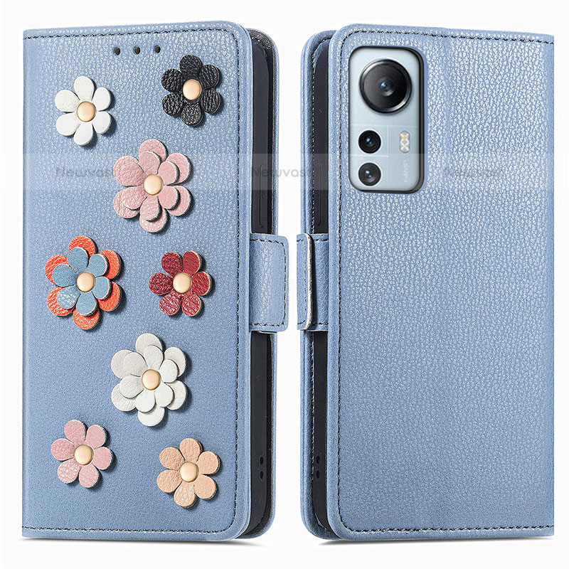Leather Case Stands Flip Flowers Cover Holder L01 for Xiaomi Mi 12 Pro 5G