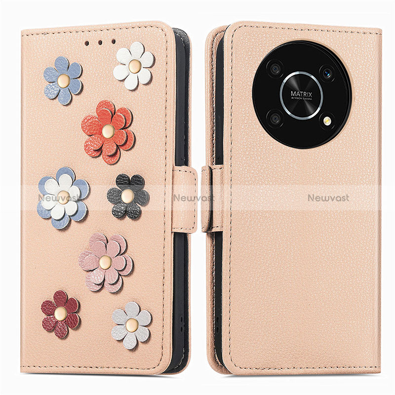 Leather Case Stands Flip Flowers Cover Holder S02D for Huawei Nova Y90