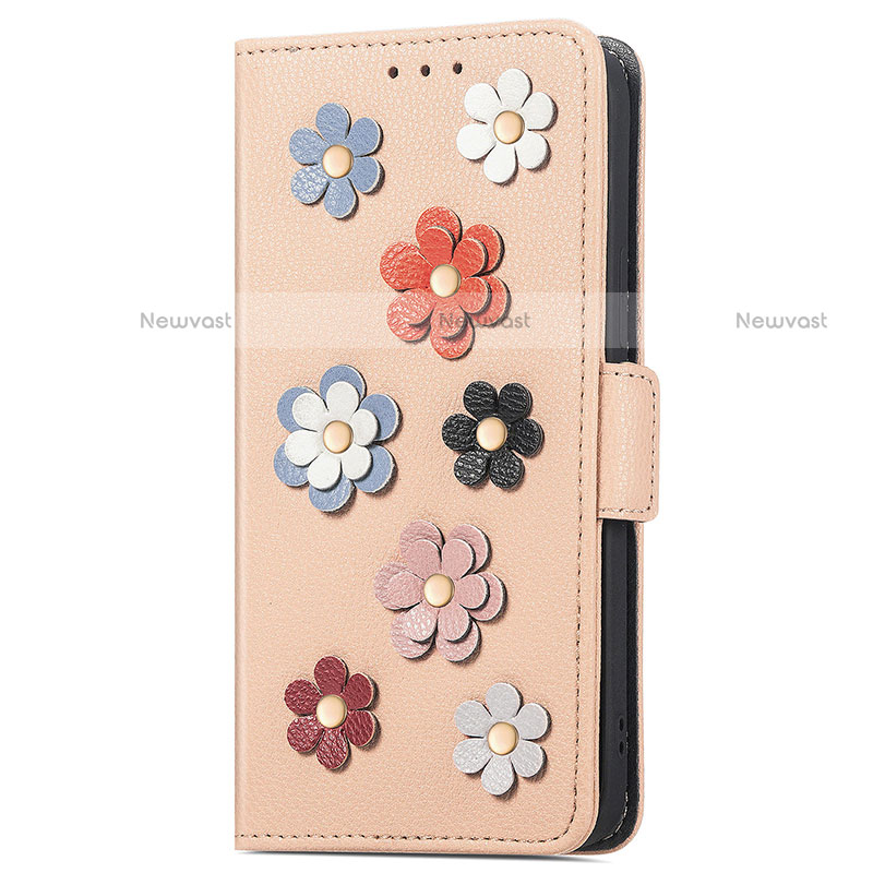 Leather Case Stands Flip Flowers Cover Holder S02D for Motorola Moto E32