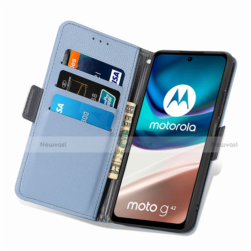 Leather Case Stands Flip Flowers Cover Holder S02D for Motorola Moto G42