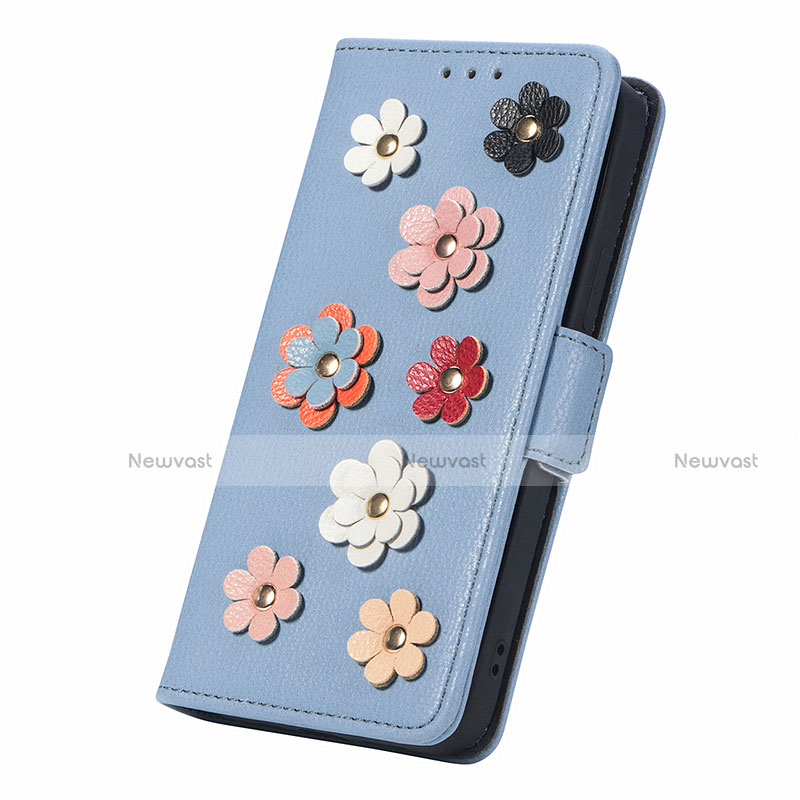 Leather Case Stands Flip Flowers Cover Holder S02D for Motorola MOTO G52