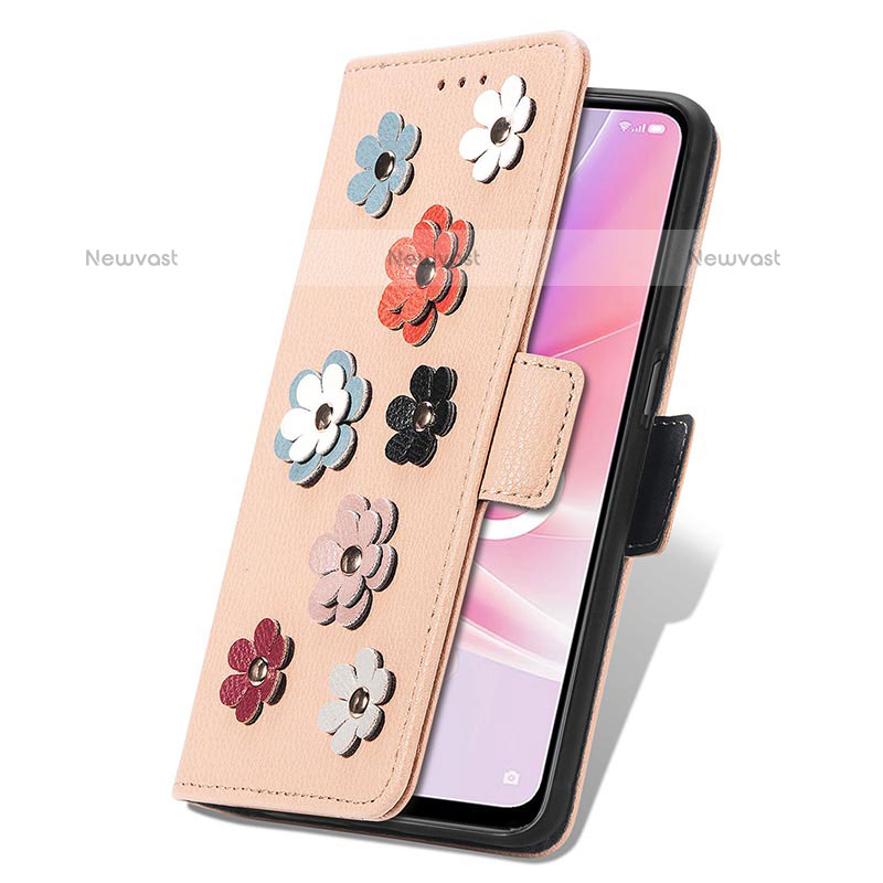 Leather Case Stands Flip Flowers Cover Holder S02D for OnePlus Nord N300 5G
