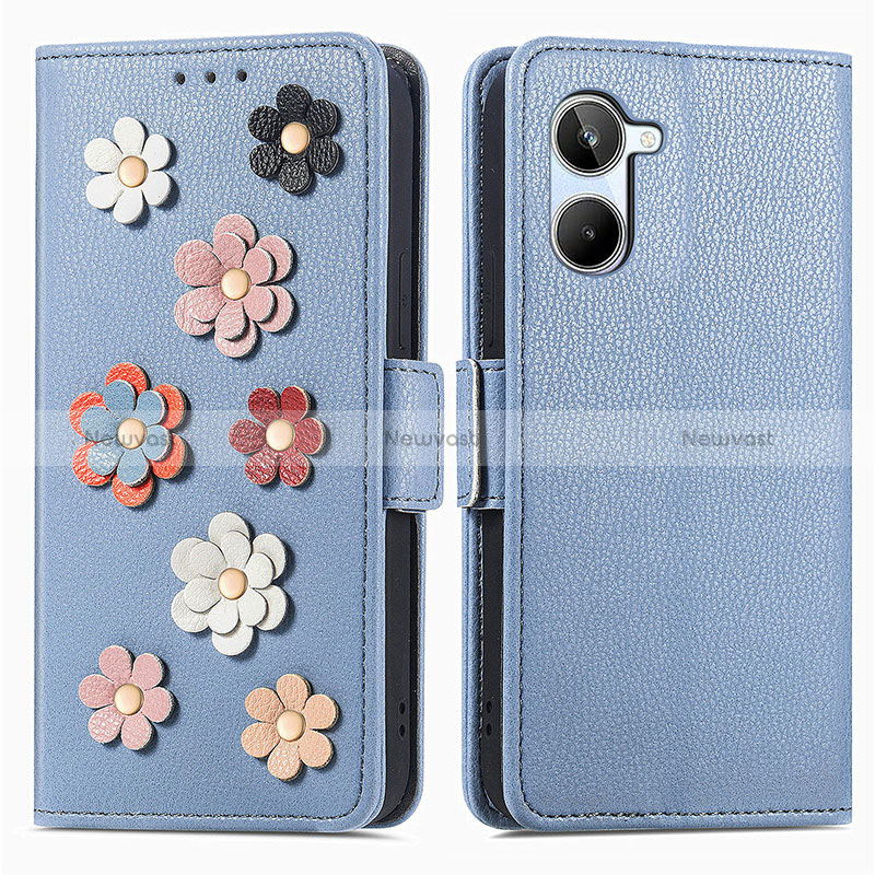 Leather Case Stands Flip Flowers Cover Holder S02D for Realme 10 4G