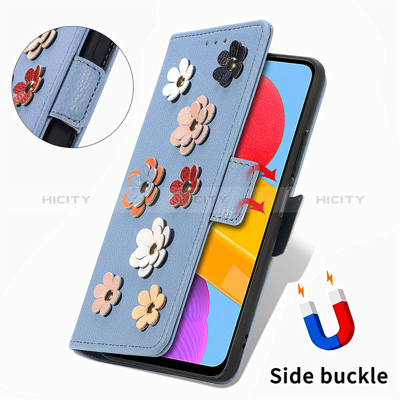 Leather Case Stands Flip Flowers Cover Holder S02D for Samsung Galaxy F13 4G