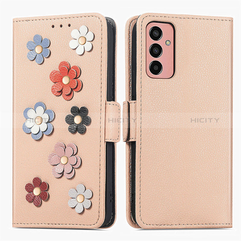 Leather Case Stands Flip Flowers Cover Holder S02D for Samsung Galaxy M13 4G