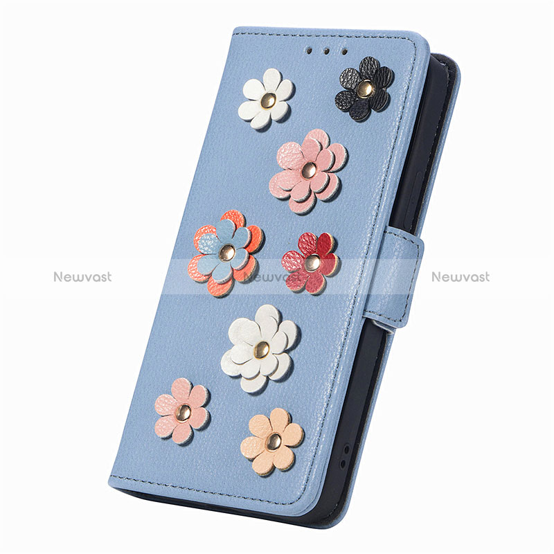Leather Case Stands Flip Flowers Cover Holder S02D for Samsung Galaxy M13 5G