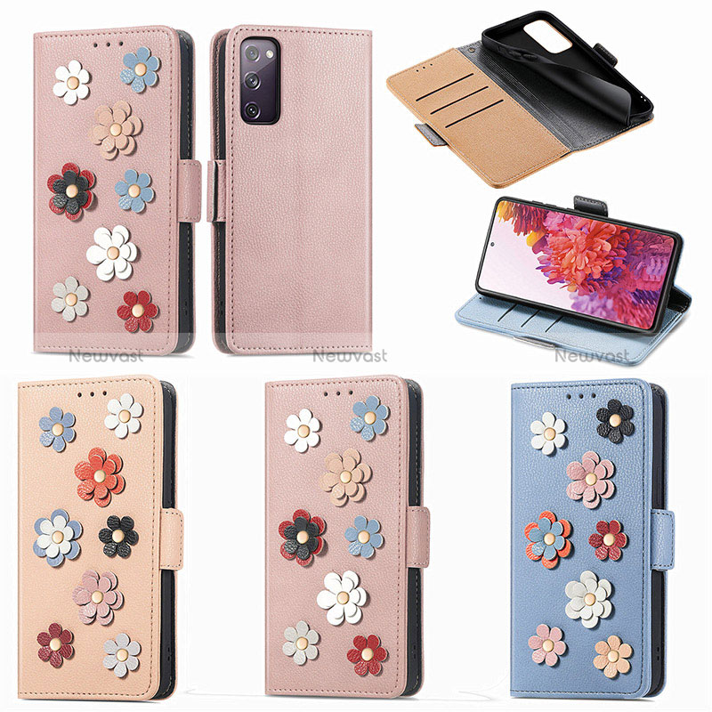 Leather Case Stands Flip Flowers Cover Holder S02D for Samsung Galaxy S20 FE 5G