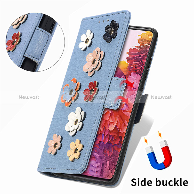 Leather Case Stands Flip Flowers Cover Holder S02D for Samsung Galaxy S20 Lite 5G