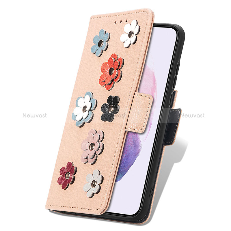 Leather Case Stands Flip Flowers Cover Holder S02D for Samsung Galaxy S22 Plus 5G