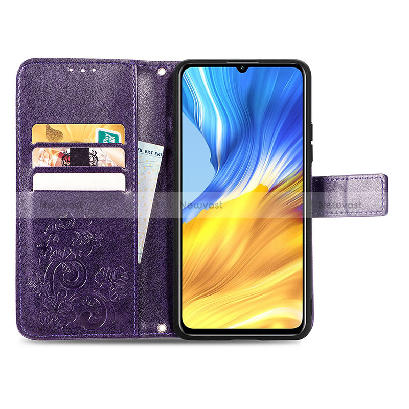 Leather Case Stands Flip Flowers Cover Holder S03D for Huawei Honor X10 Max 5G