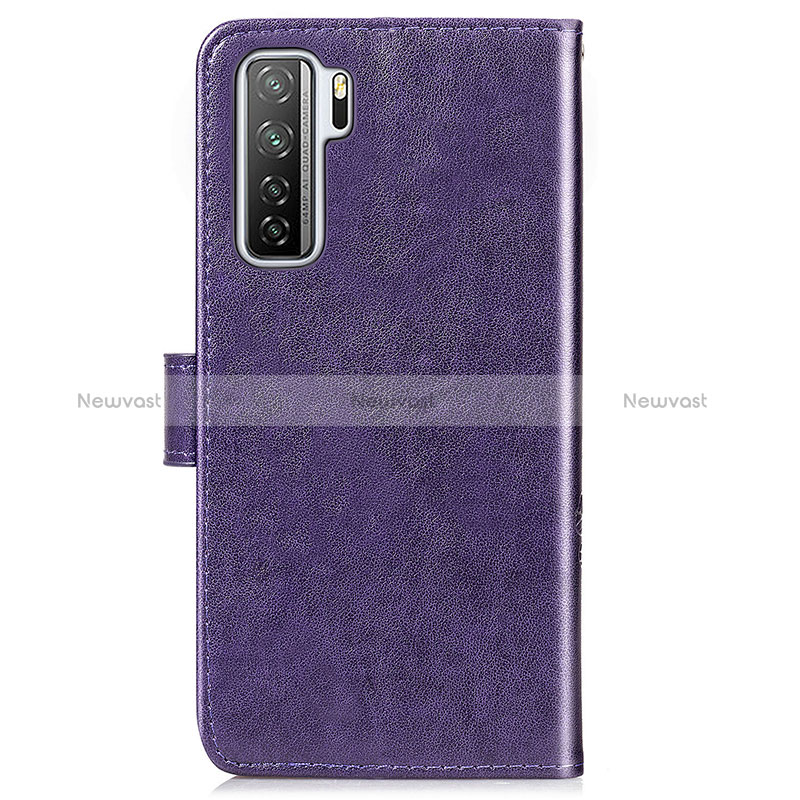 Leather Case Stands Flip Flowers Cover Holder S03D for Huawei Nova 7 SE 5G