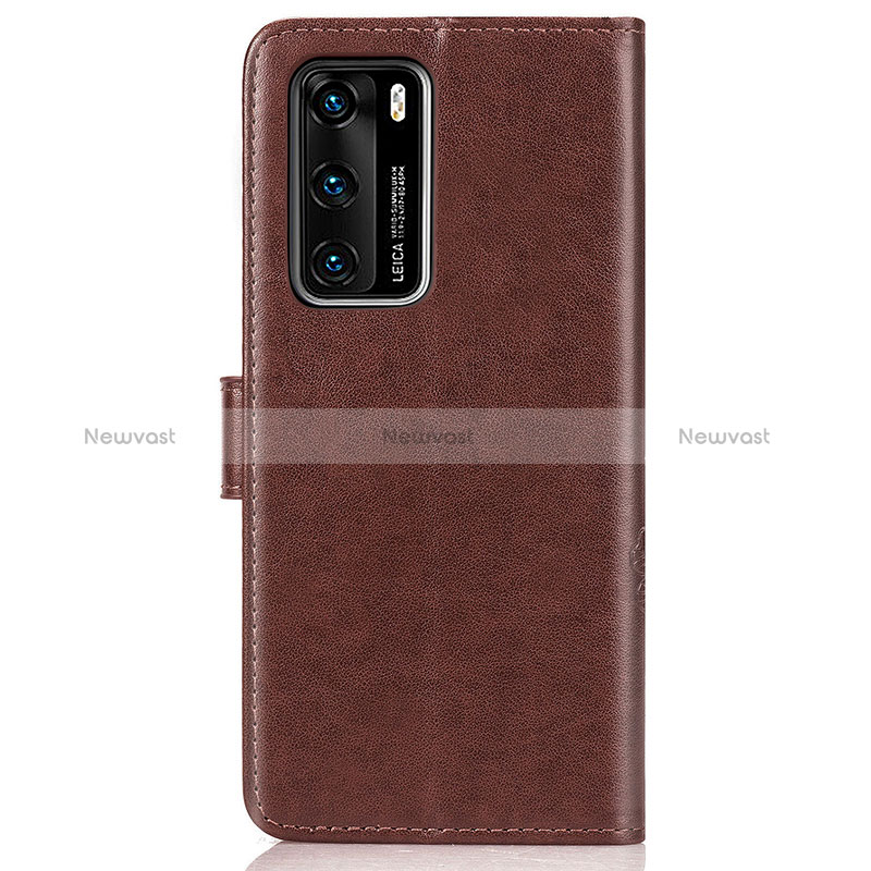 Leather Case Stands Flip Flowers Cover Holder S03D for Huawei P40