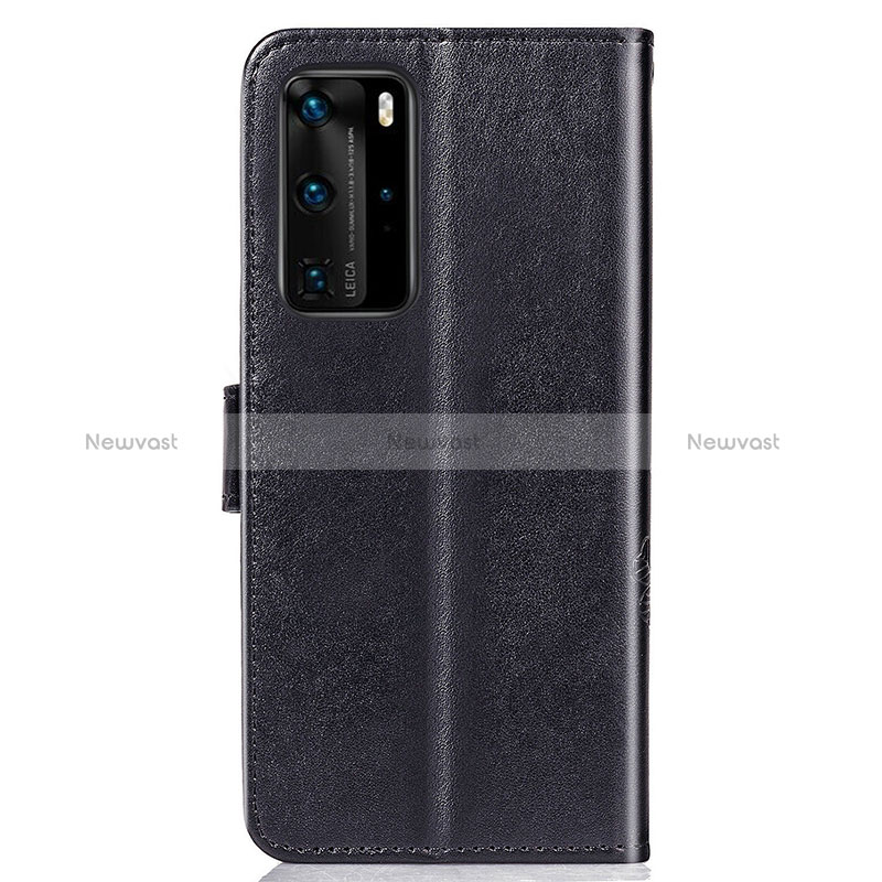 Leather Case Stands Flip Flowers Cover Holder S03D for Huawei P40 Pro