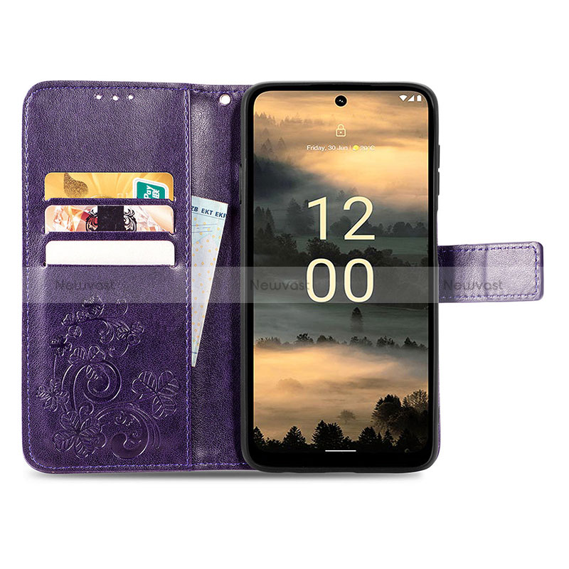 Leather Case Stands Flip Flowers Cover Holder S03D for Nokia XR21