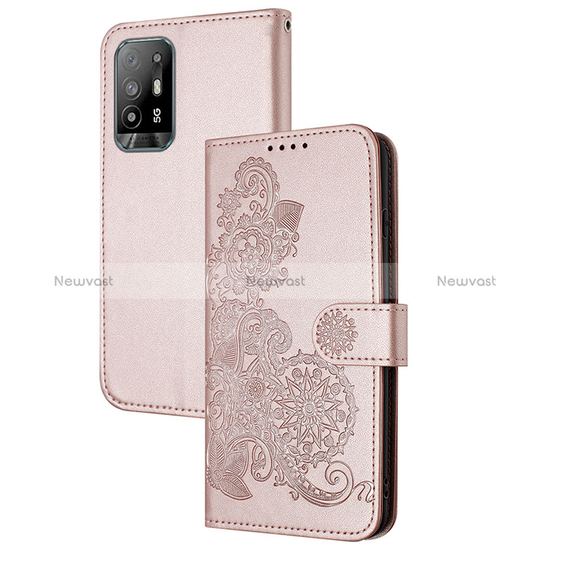 Leather Case Stands Flip Flowers Cover Holder Y01X for Oppo A94 5G