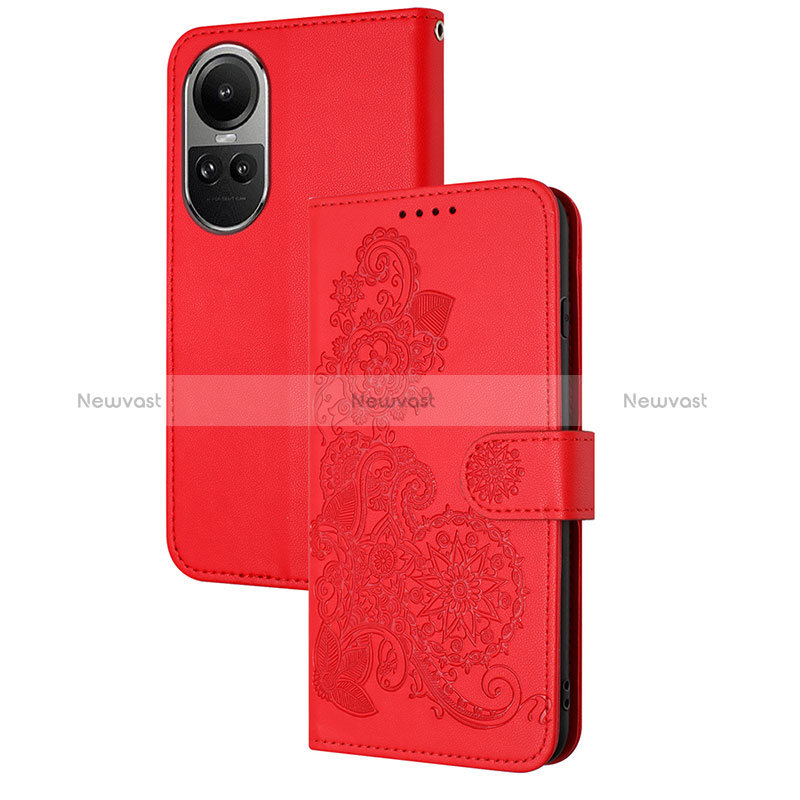 Leather Case Stands Flip Flowers Cover Holder Y01X for Oppo Reno10 Pro 5G
