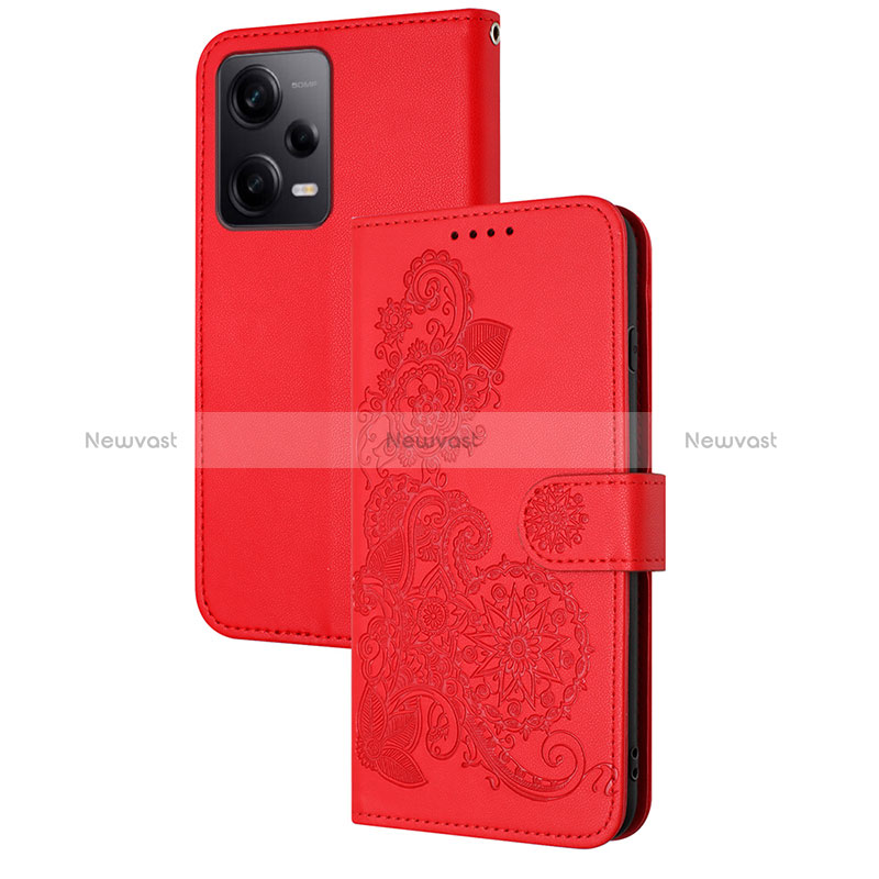 Leather Case Stands Flip Flowers Cover Holder Y01X for Xiaomi Redmi Note 12 Pro 5G